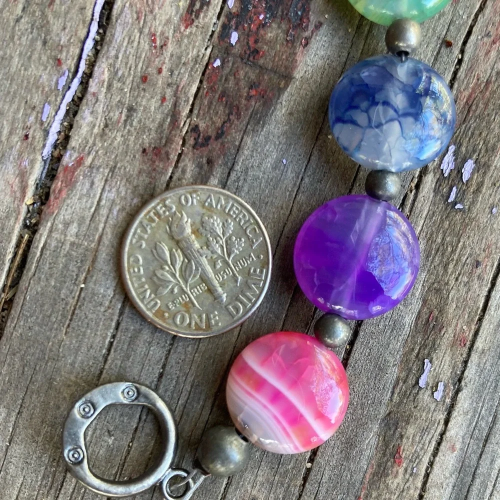 HANDMADE BRACELET Colorful Rainbow Silver Purple Pink Yellow Blue Green Orange